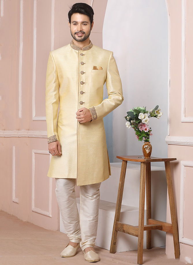 Ethnic Wear Banarasi Silk Wholesale Sherwani Collection